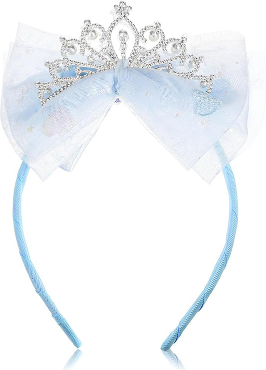 Ymapinc Toddler Princess Crowns, Tiara Crown Headband Birthday with Cute Tulle Bow Fairy Crown Women Hair Accessory