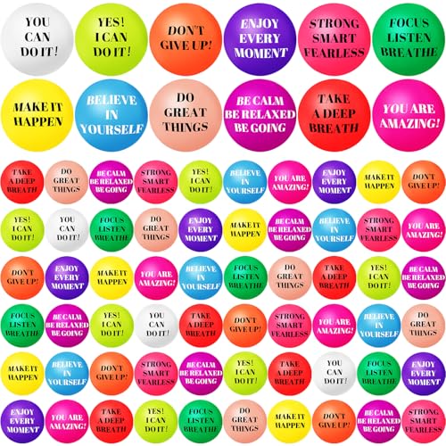 96 Pieces Motivational Stress Balls 2 Inch Inspirational Stress Relief Ball Bulk Hand Exercise Balls Encouraging Colorful ...