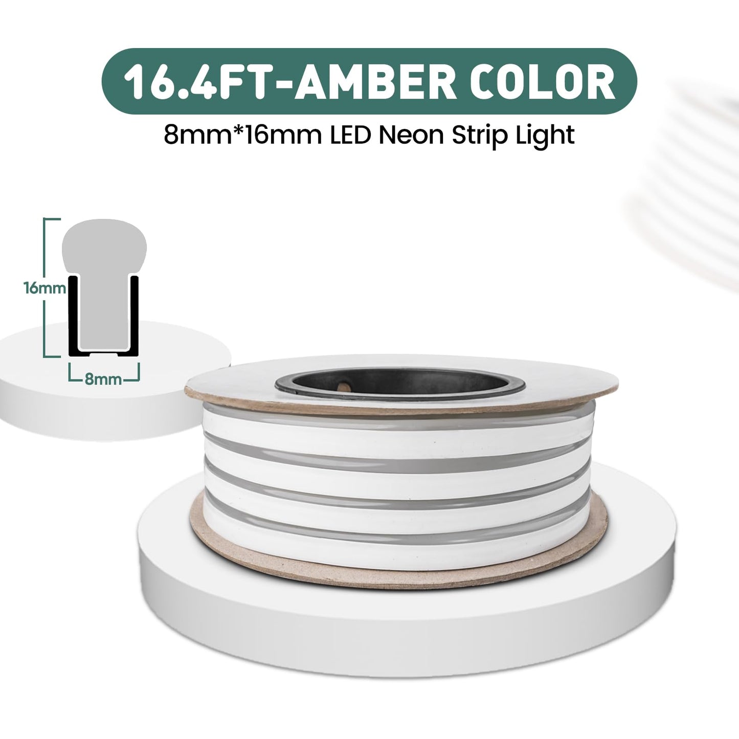 Gzbtech Flexible Led Neon Rope Lights 16.4Ft Ac 110-120V Waterproof Strip Light  120Leds/M Cuttable Connectable Neon Lighting For Indoor Outdoor Home Decor/Commercial Building Use-Amber 5M