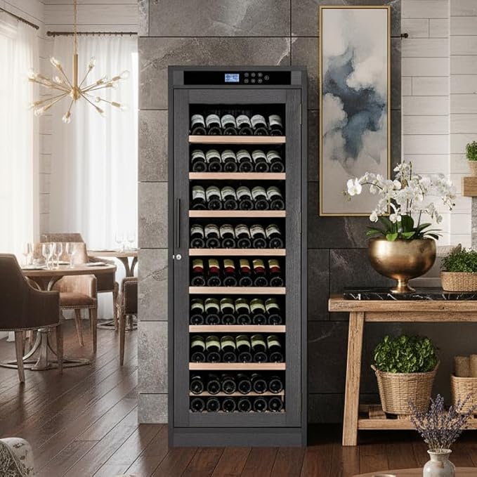 102 Bottles Grape Wine Refrigerator, Freestanding/Built-in Wine Fridge, LED Touch Screen, Intelligent Temperature-Controlled, 10.6 cu.ft. Multi-Tiered Cabinet 9 Removable Shelves, Black