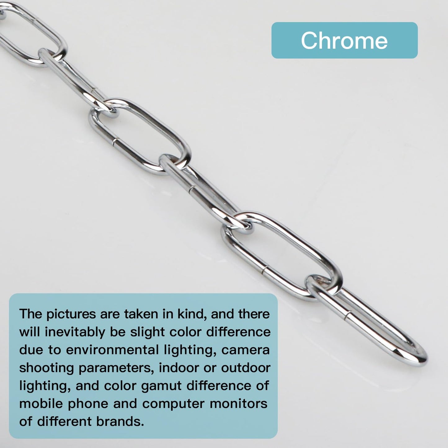 Helunsi Chrome Chandelier Chain - 6Ft Heavy Duty Metal Extension With Lock, Iron Decorative Light Fixture