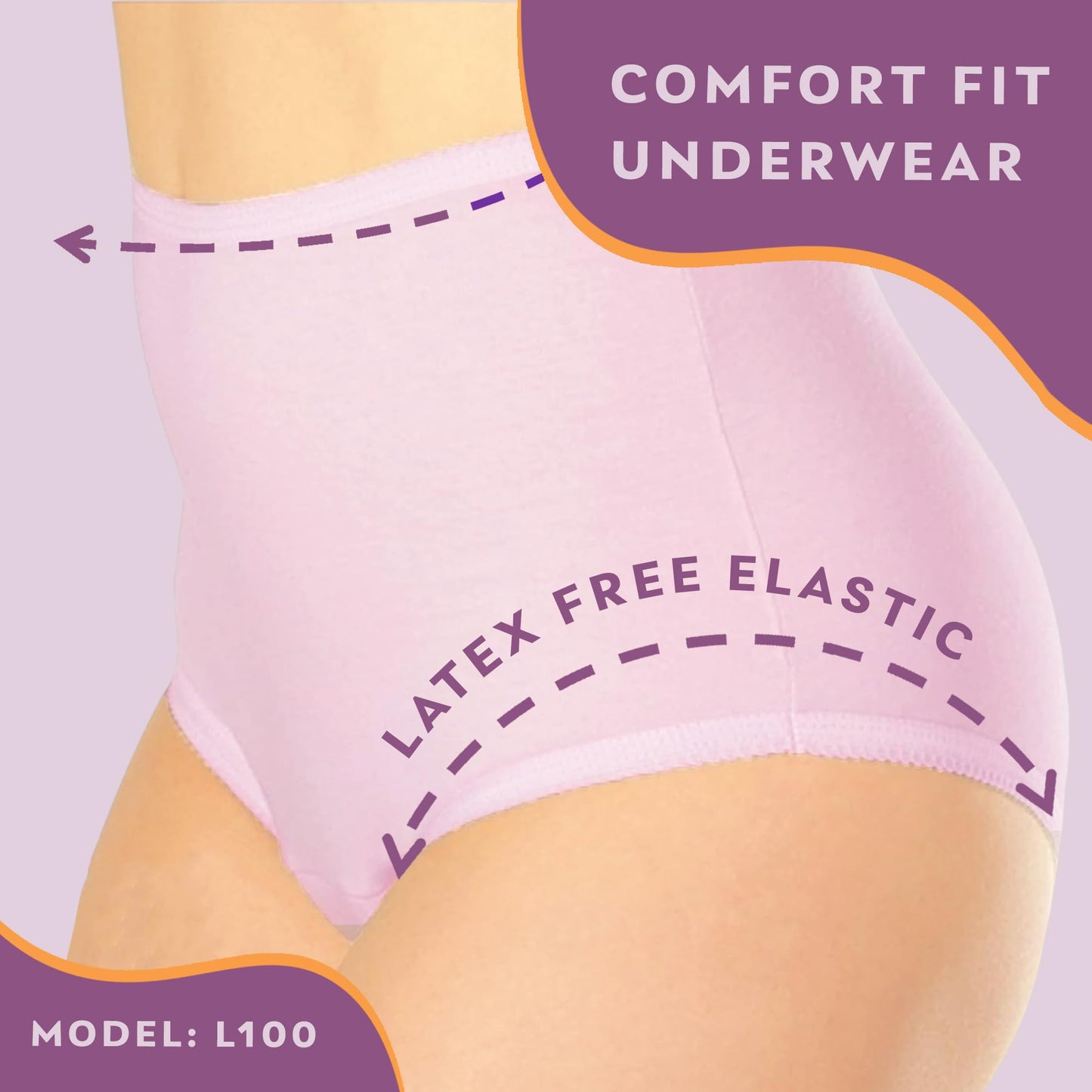 Wearever Women's Cotton Comfort Incontinence Panties for Bladder Control with Regular Absorbency - Reusable & Washable Leak Proof Underwear 150 ml (Pack of 3) (Pastel) (L) (Fits Hip Sizes: 41-42")
