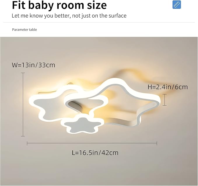 Tioolo Dimmable LED Ceiling Light, Creative Cartoon Star Ceiling Lamp, Acrylic LED Chandelier with Remote, Modern Flush Mount Chandelier Lighting Fixture for Boys Girls Bedroom Living Room, 32W/White