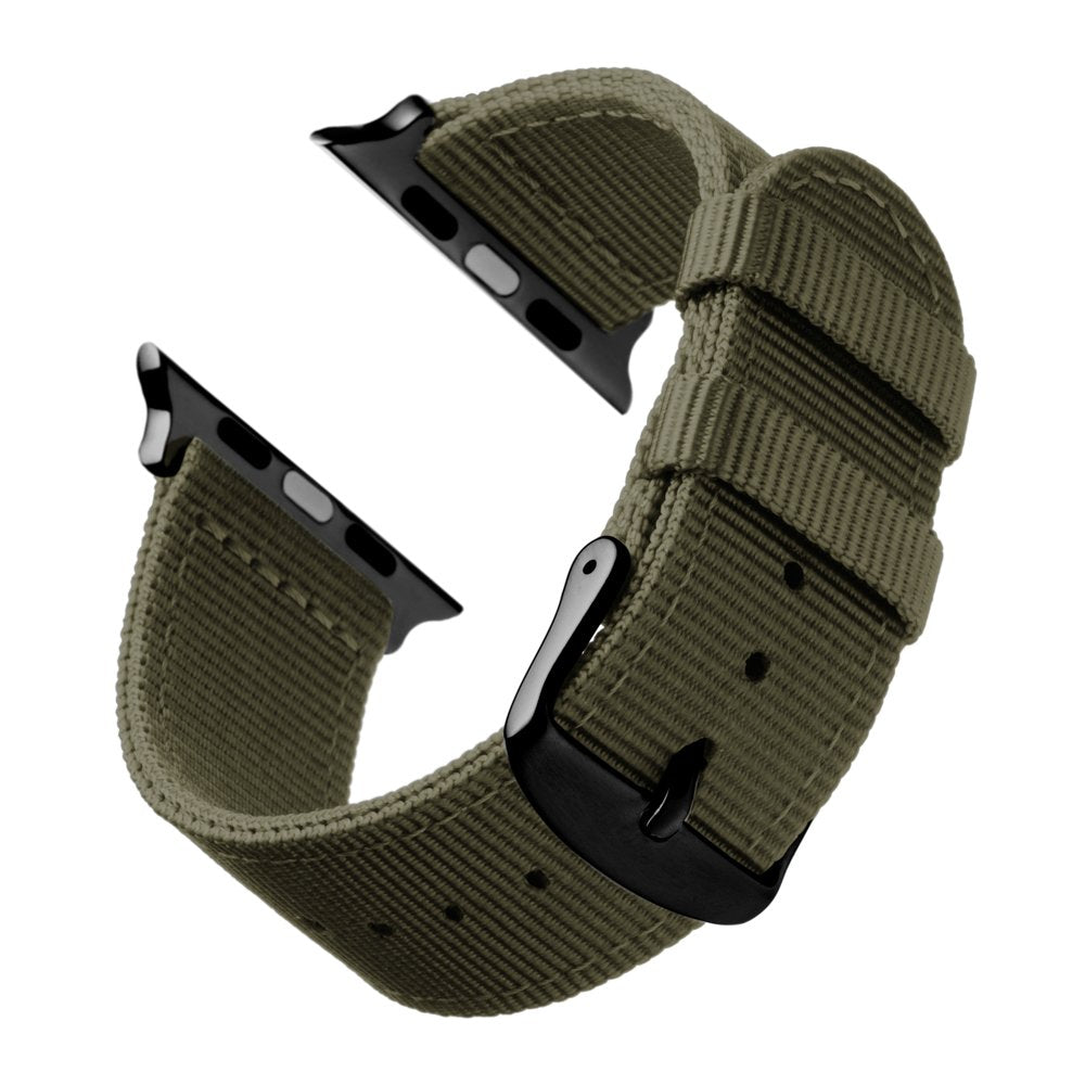 Archer Watch Straps - Premium Nylon Straps For Apple Watch (Olive, Black, 44/45/46/49Mm)