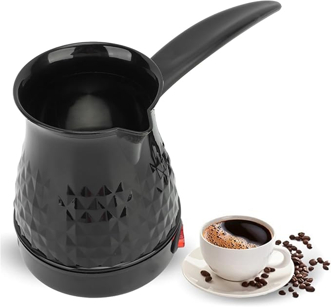 Turkish Coffee Pot, 600ml Electric Turkish Coffee Maker, ABS and Stainless Steel Turkish Coffee Machine with Removable Handle as Accessory for Heating Water and Others