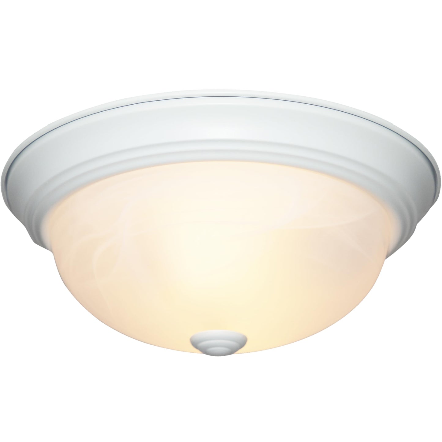 Designers Fountain 3-Light Flush Mount Fixture, White Alabaster Glass, 15 in, Alloy Steel, Model 1257L-WH-AL