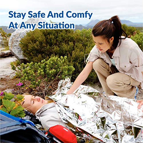 Primacare HB-10 Emergency Mylar Thermal Blankets – 10 Pack, 84" x 52", Silver – Reflective, Waterproof, Retains 90% Body H...