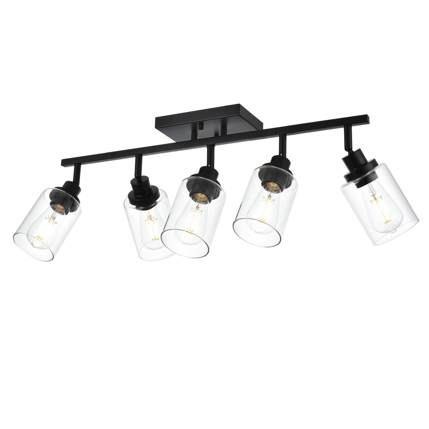 Wanluce 5-Light Track Lighting Kit Black Track Lighting Fixtures Bathroom Wall Sconces Ceiling Mount Kitchen Tracking Lights  Rotatable Spotlight With Clear Glass Shade For Kitchen Shop Hallway