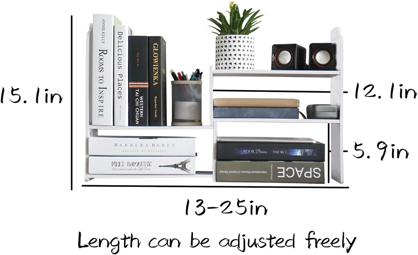YGYQZ Small Bookshelf for Desktop Storage, Mini Cute Office Desk Shelves White Versatility Organizers for Women, Kids