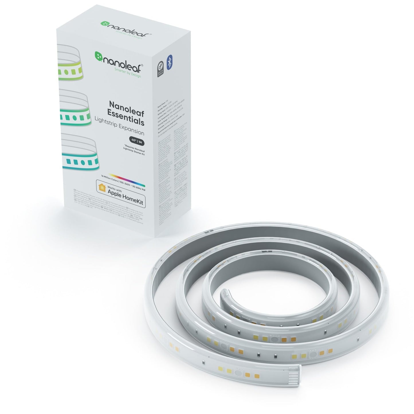 Nanoleaf Essentials 16M+ Rgbw Smart Led Lightstrip Extension, 1M, Multicolor, Model Nl55-0001Ls-1M, Bluetooth & Wifi Compatible