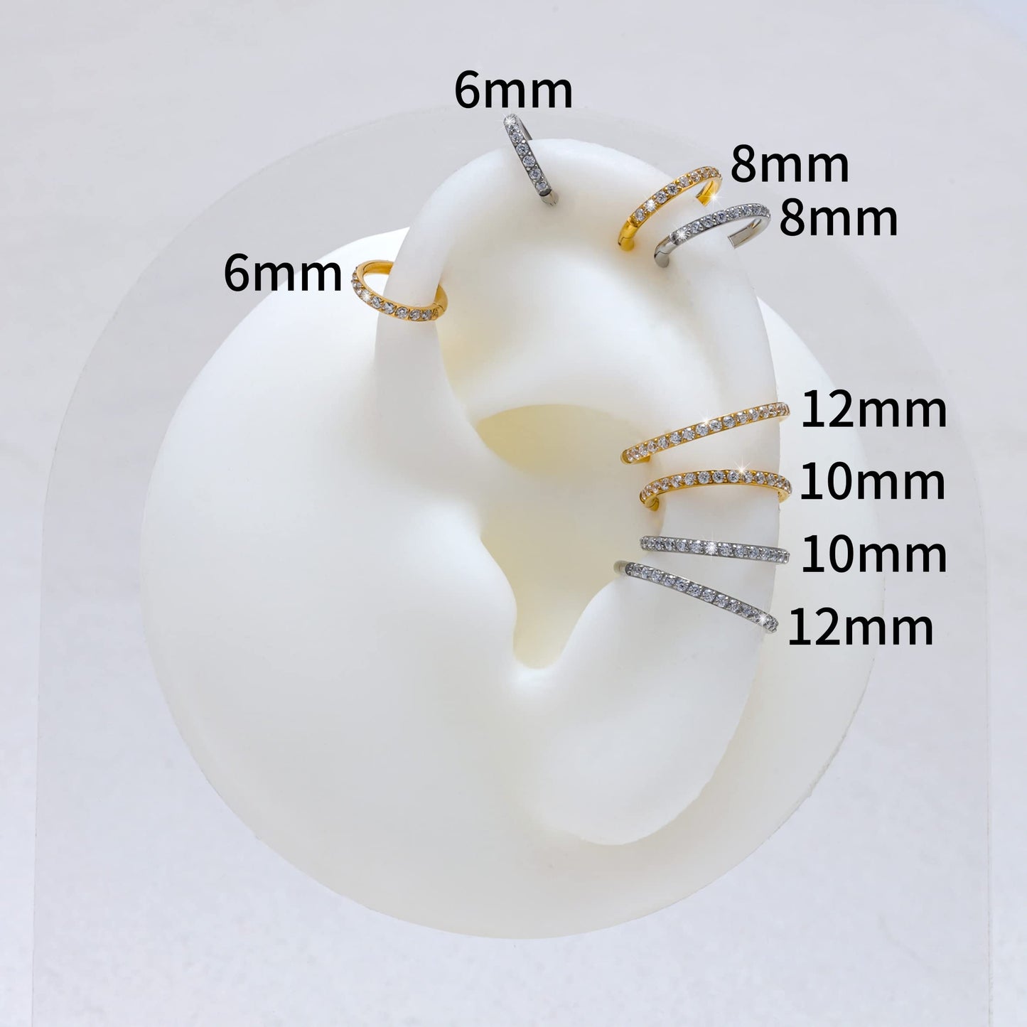 FINE4U 16G 6mm Helix Piercing Jewelry Hoop Gold - ASTM F136 Titanium Helix hoop Earrings for Women, Forward Helix Piercing, Cart