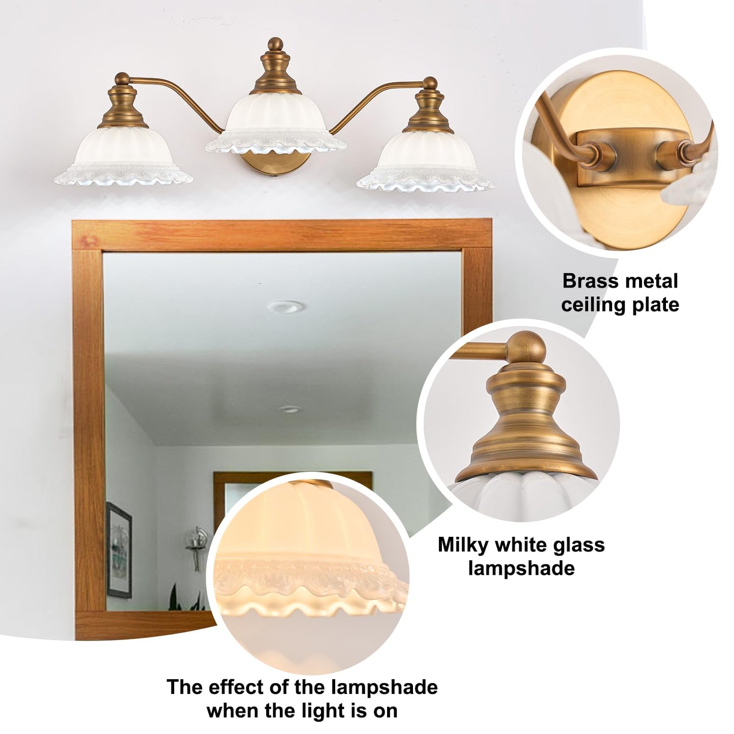 XIEDUN Bathroom Vanity Light White 3 Light