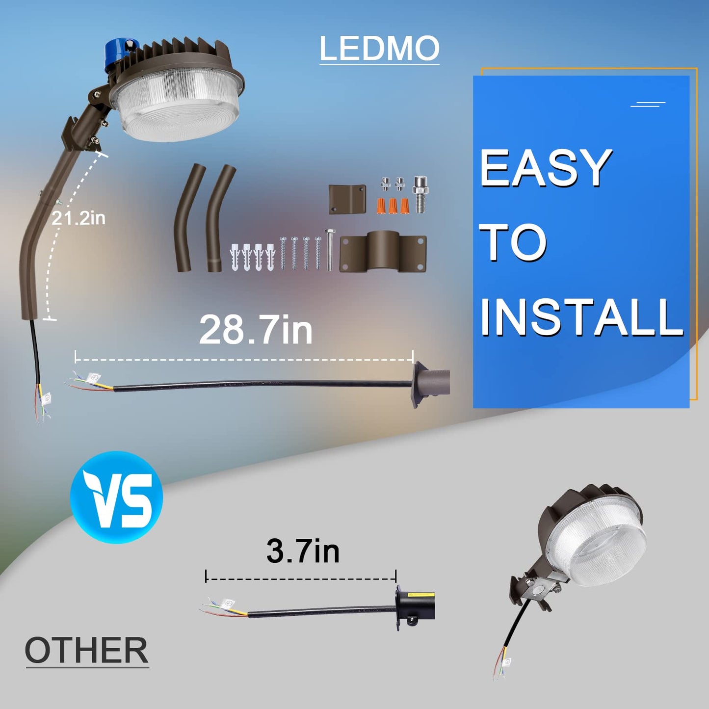 LEDMO 120W LED Barn Light, Dusk to Dawn, 18000LM, Adjustable Angle, IP65 Waterproof, Aluminum, Brown, Model 1126N