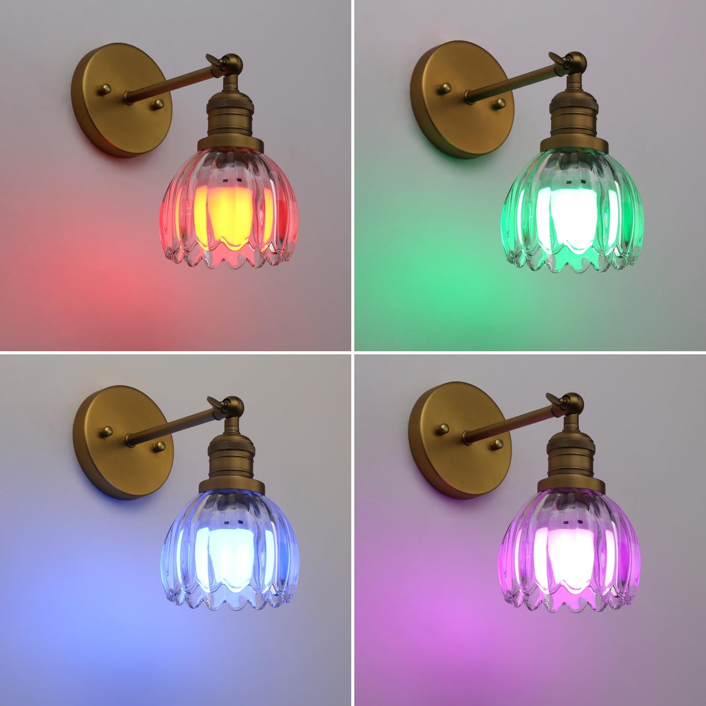 Phansthy Vintage Wall Sconce, USB Rechargeable, 12 RGB Remote, Metal, Antique, Model FZUS335-D