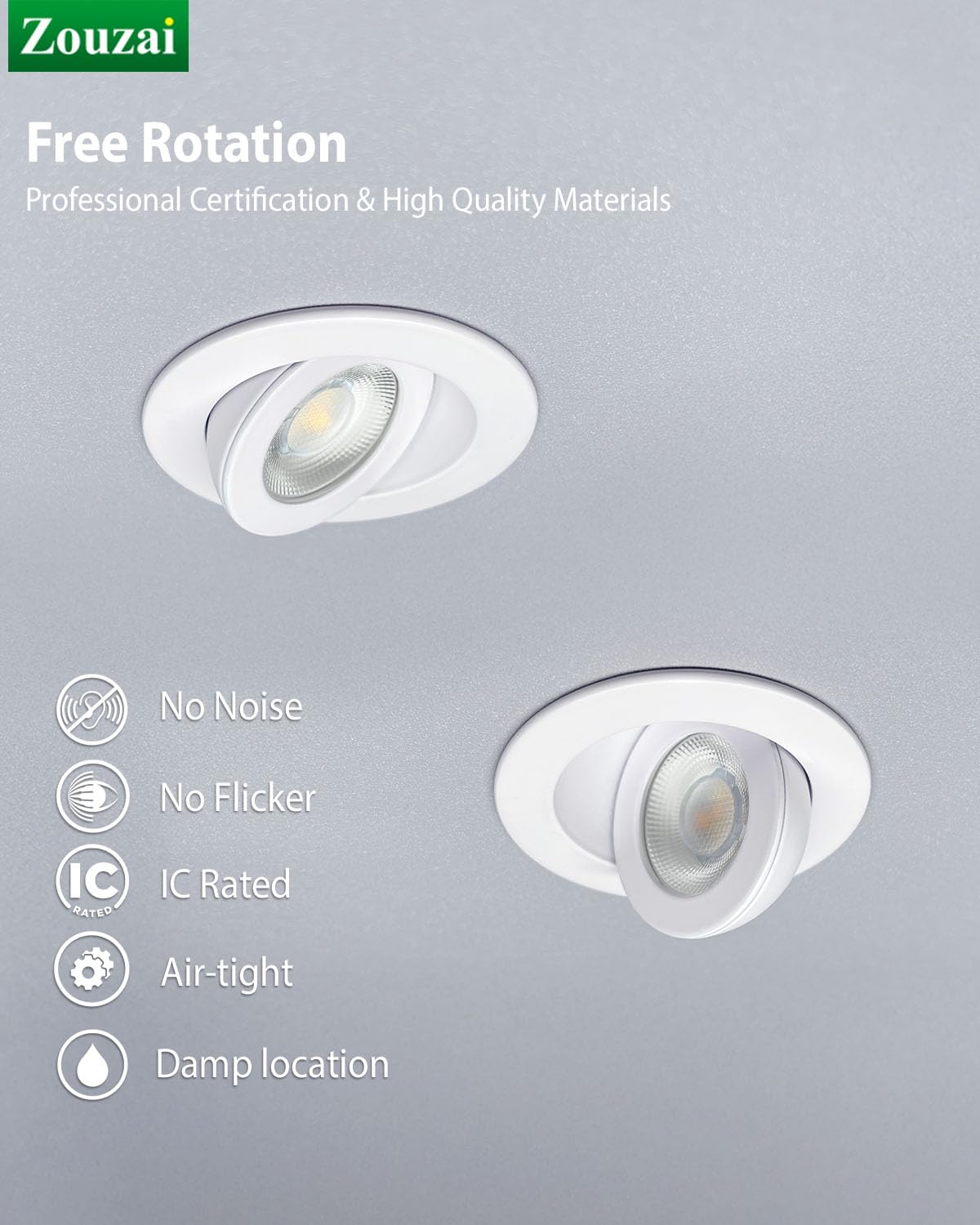 Zouzai 2 Inch Adjustable Mini Led Gimbal Light  5Cct Selectable  360 Rotation & 90 Tilt For Precise Lighting  Accent Or Ambient Illumination In Kitchen  Living Room  Cabinet (White  1 Pack)