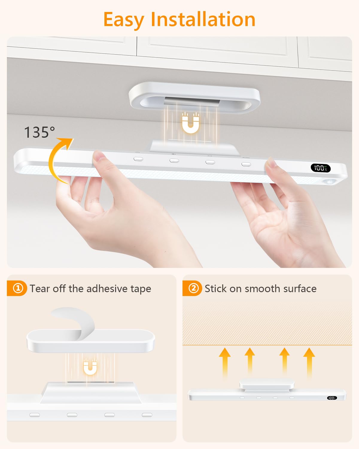 Willed 5W Motion Sensor Led Light Bar  Eye-Care Rechargeable Closet Light With Battery Level Display  Makeup Lighting  Motion Sensor Light Indoor For Cabinet  Closet  Desk And Bathroom