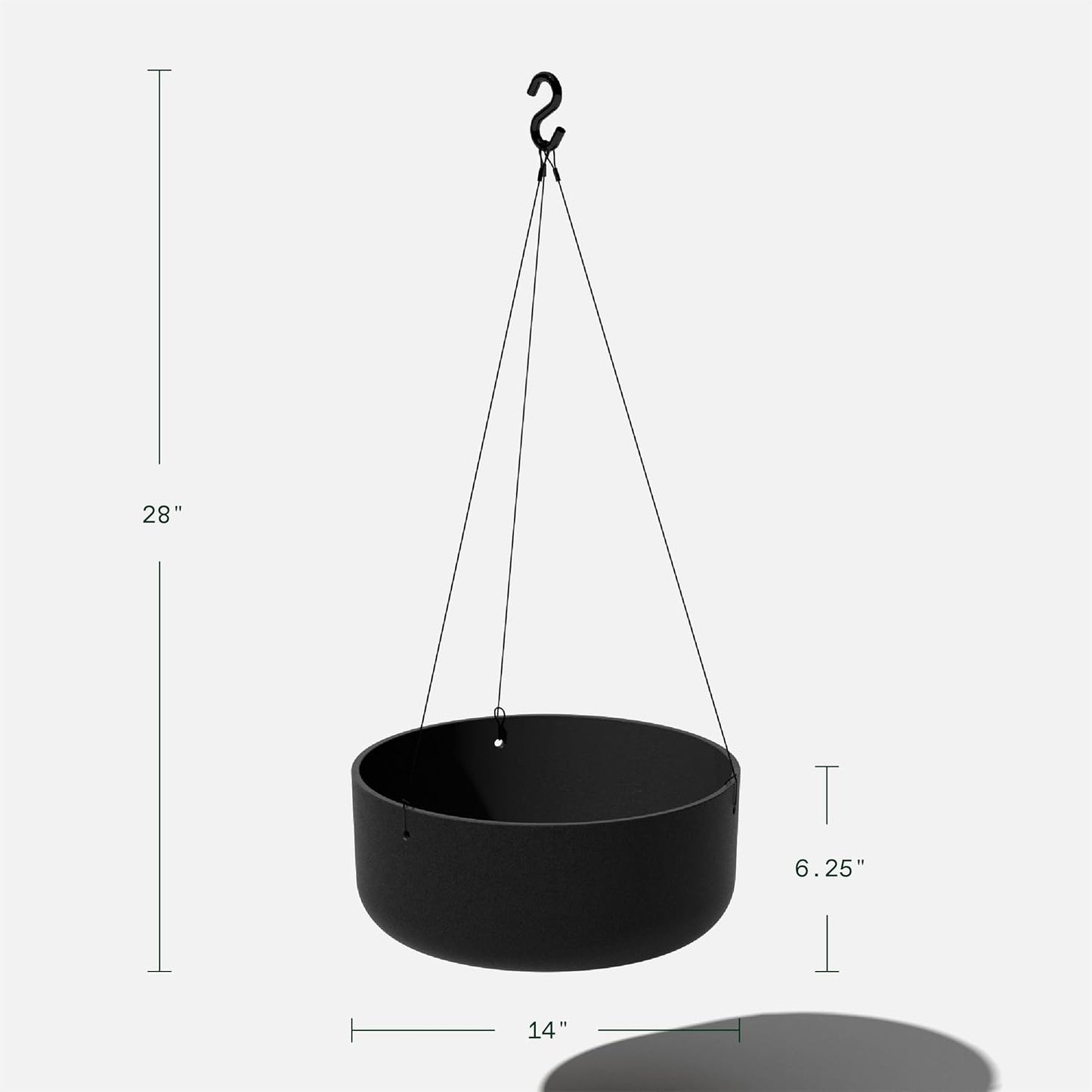 Veradek Mason Series Hanging Kona Planter - Round Planter for Outdoor Balcony/Patio | Made from Plastic-Stone Composite with Hanging Attachment | Modern Décor for, Flowers, Succulents, Small Plants