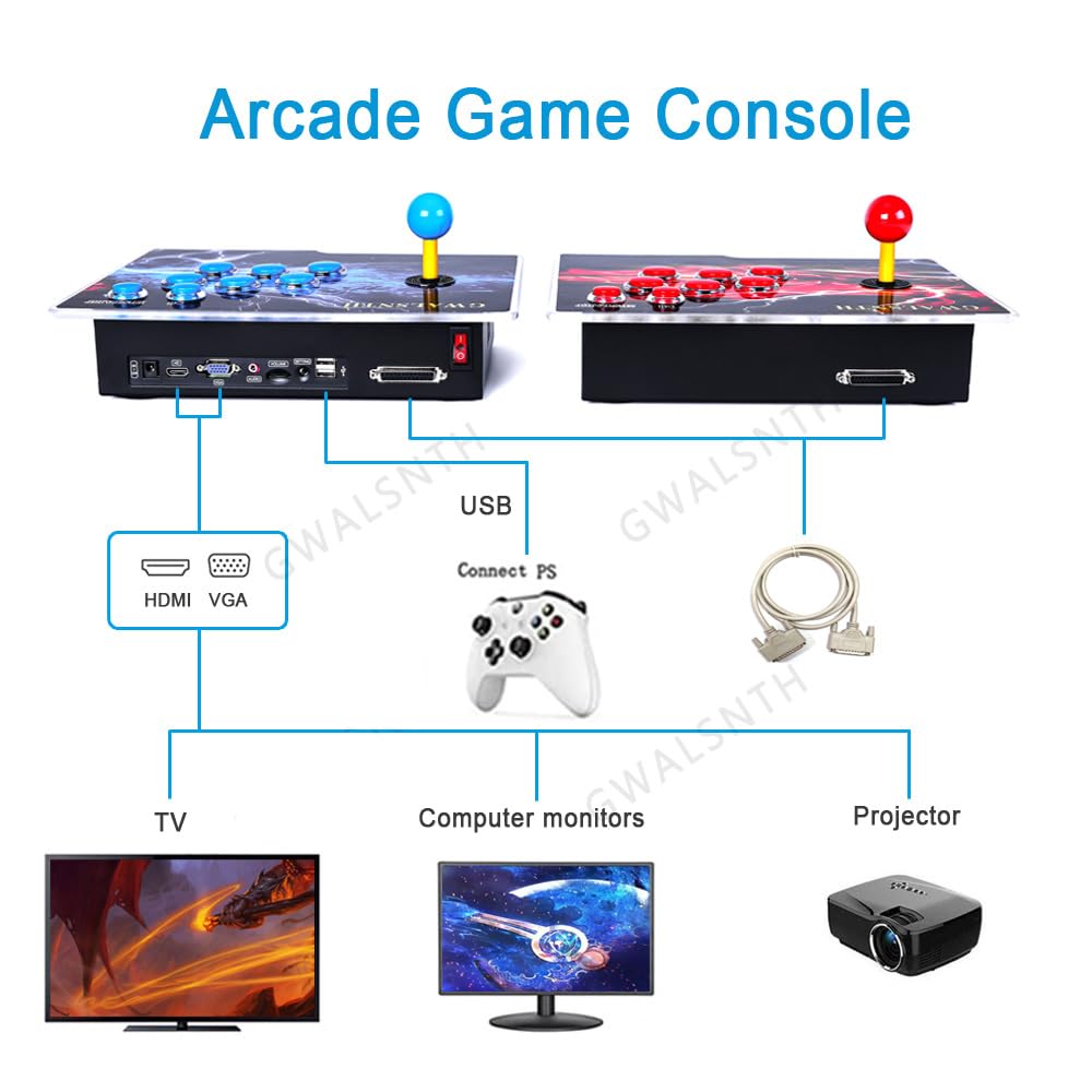 GWALSNTH 32000 in 1 Pandora Box 60S Arcade Games Console,1280X720 Display,Search/Save/Hide/Pause Games,Two Separate joysticks,1-4 Players
