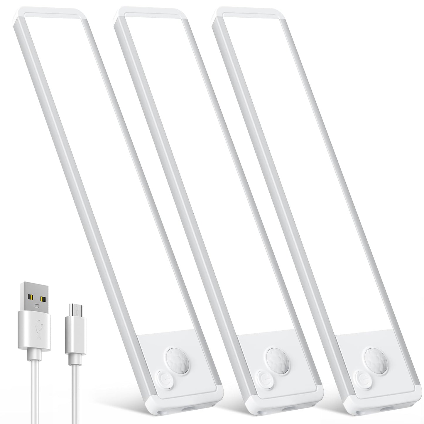 Under Cabinet Motion Sensor Lighting: Dimmable Rechargeable Lights Indoor - Battery Operated Lights - Undercabinet Wireless Closet Light Magnetic Led Light For Kitchen Home Bathroom Counter 3 Pack