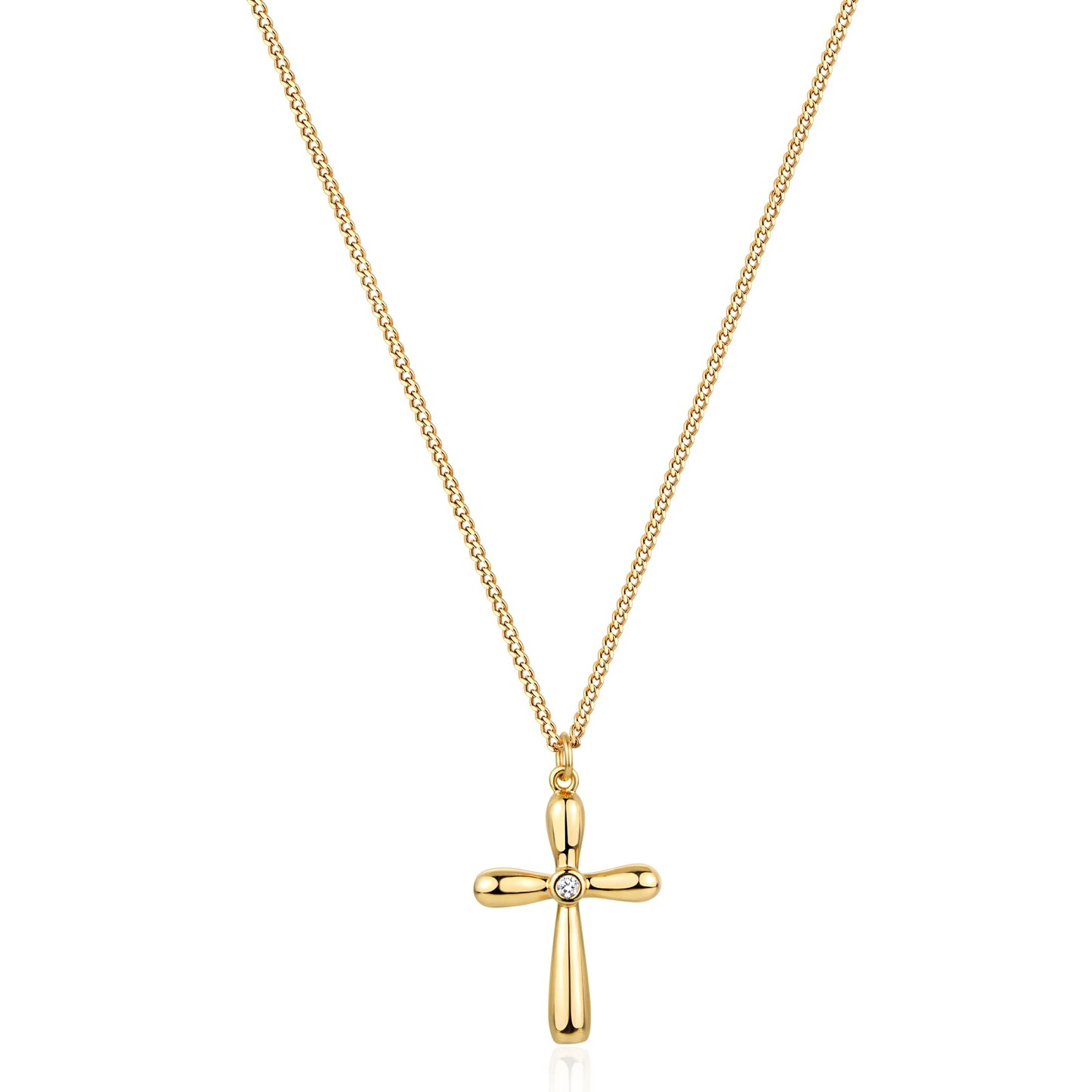 Fettero 14K Gold Plated Cross Necklace, Cross Faith Balloon Pendant Dainty Chain Simple Tiny Jewelry Gift for Women