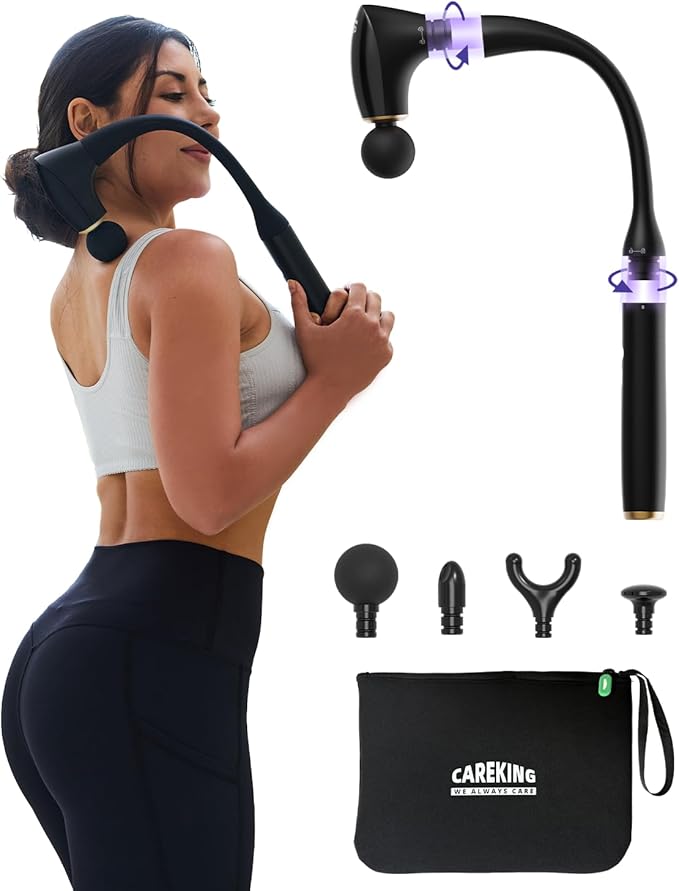 2-in-1 Detachable Percussion Massage Gun with Extension Handle, Back Massager for Pain Relief Deep Tissue Muscle Massager ...