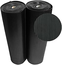 Rubber-Cal 03_167_W_RC_20 Ramp Cleat Non-Slip Outdoor Rubber Floor Mats, 0.13 inch Thick X 3ft X 20ft, Black