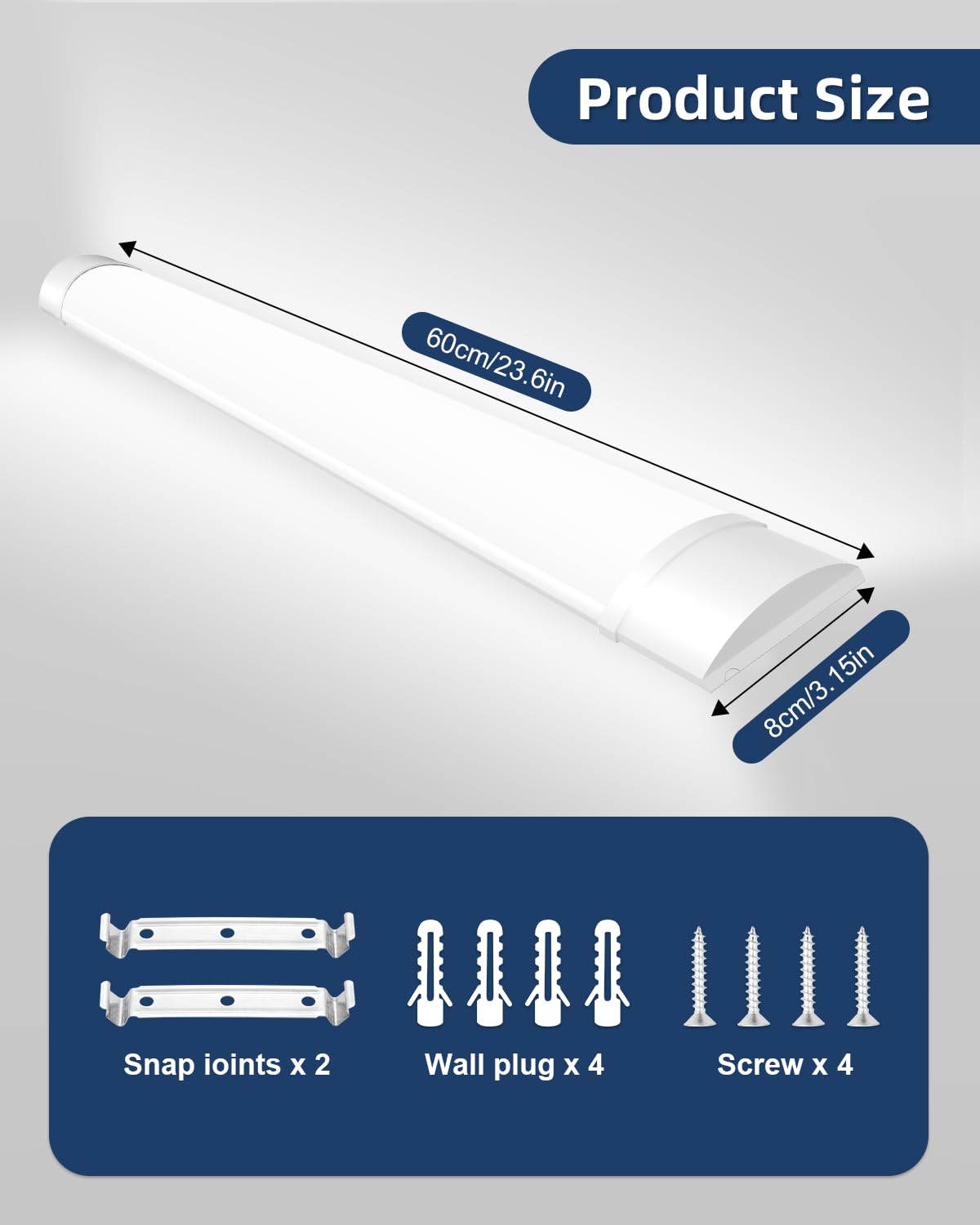 Sararoom LED Shop Light Fixture 20W 2FT 2400Lm Cold White Ceiling Light for Garage, Office, Home, Basement