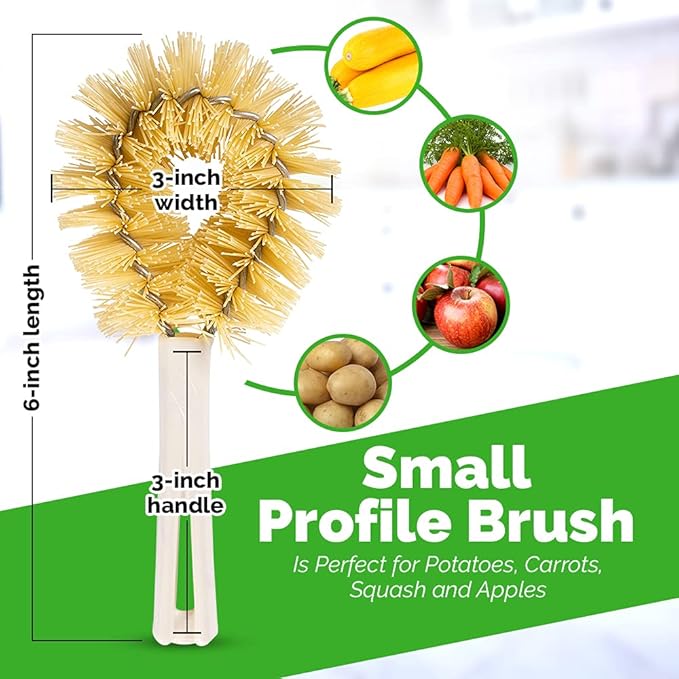 Stanley Home Products Original Vegetable Brush - Sturdy Compact Kitchen Brush for Small to Medium Veggies and Fruits - Removes Dirt Cleans Effectively Perfect for Home Use (2 Pack)