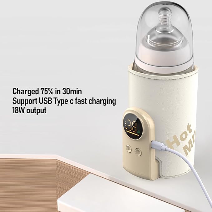 Bottle Warmer, Faster Heating Baby Milk Warmers for All Bottles with Accurate Temp Control Water Bath Tech and Auto Shut Off, Bottle Warmer for Breastmilk and Formula (8000mah)