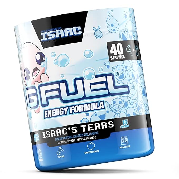 G Fuel The Binding of Isaac Energy Powder, Sugar Free, Clean Caffeine Focus Supplement, Water Mix, White Grape and Pineapple Flavor, Focus Amino, Vitamin + Antioxidants Blend - 9.8 oz (40 Servings)
