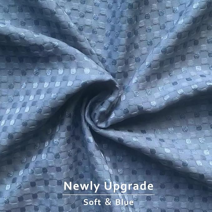 MIYE Pleated Waffle Weave Bed Skirt, Tailored Dust Ruffle 16 Inch Drop Easy Fit, Machine Washable (Blue, TwinXL - 16" Drop)