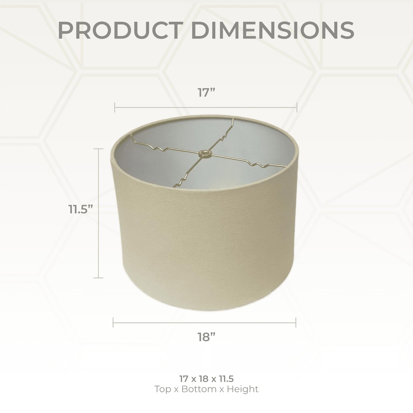Royal Designs, Inc. Shallow Drum Lamp Shade, 17 x 18 x 11.5, Linen Beige, Model HB-610-18LNBG