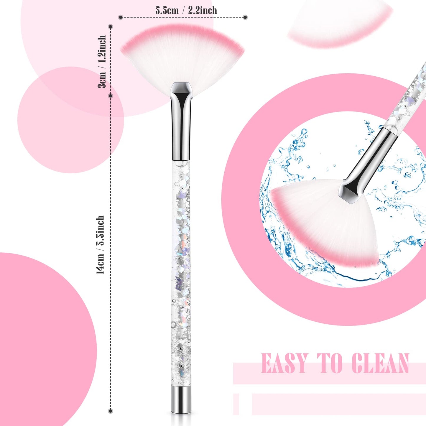 12 Pcs Fan Brushes for Facial Mask Brushes with Glitter Quicksand Handle Cosmetic Facial Fan Brushes Soft Facial Mask Brush Appl