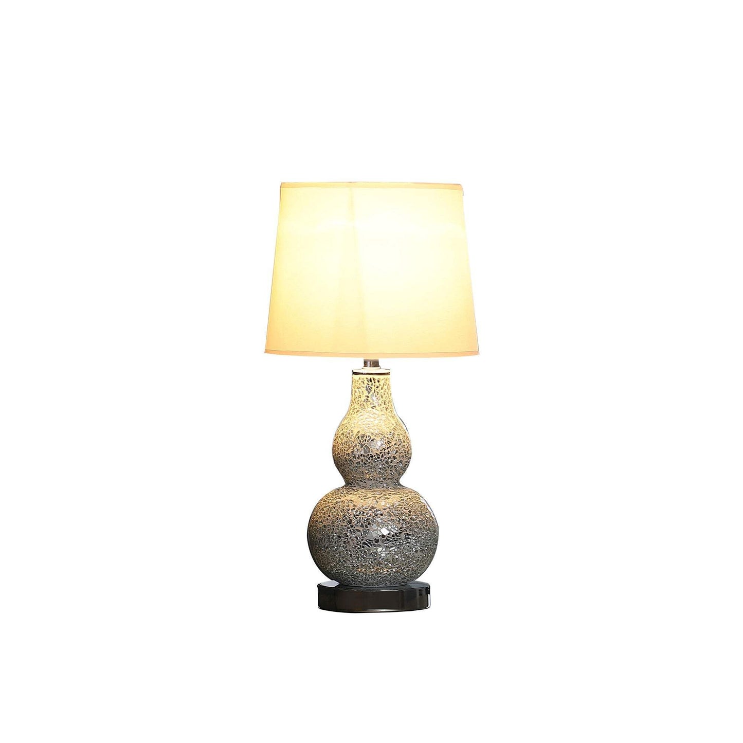 Homeroots Mirrored  le Glass Mosaic Table Lamp, 20 In., Silver