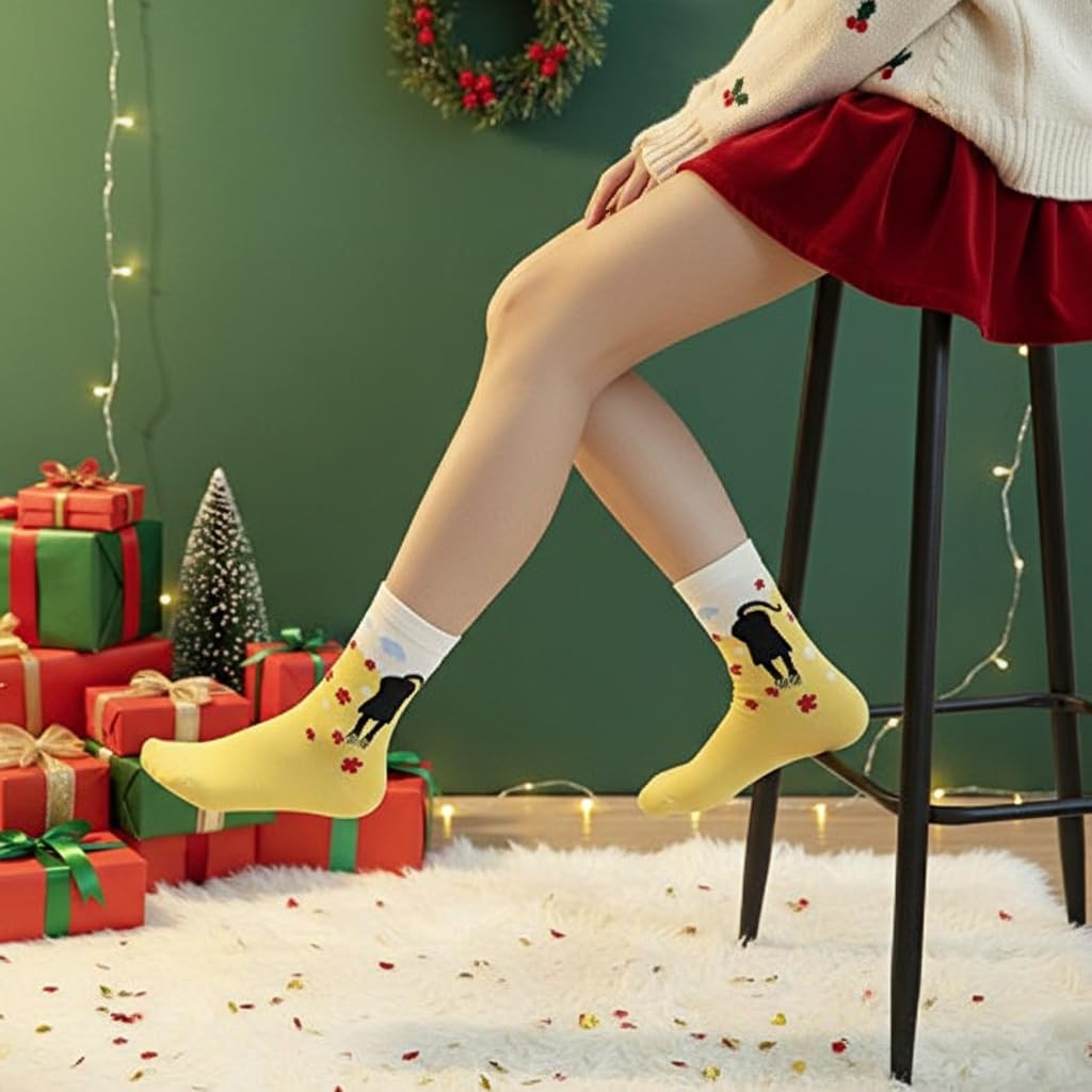Leotruny Cute Socks Women Cat: Animal Novelty Socks for Women Girls - Ladies Funny Socks with Gift Box 5pairs Without Box