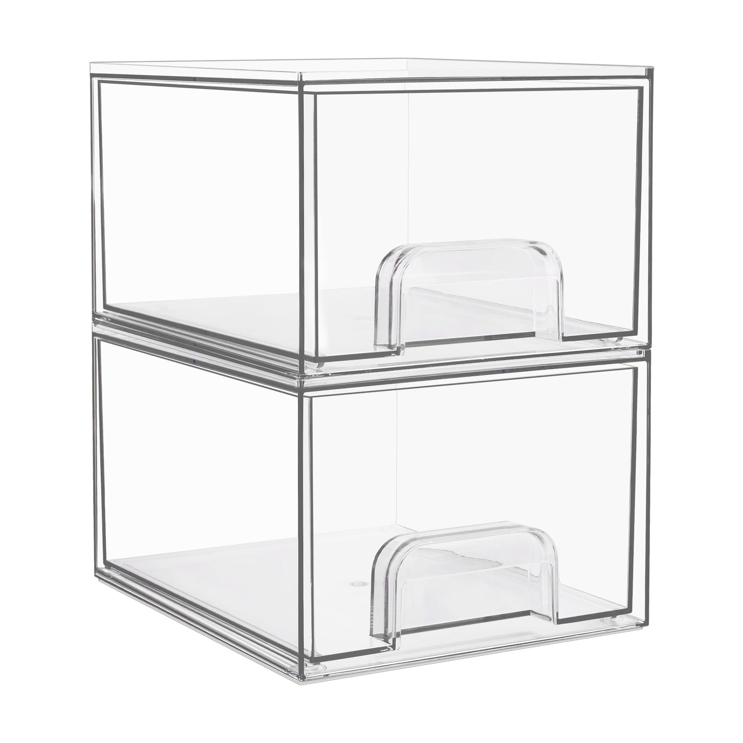 Vtopmart 4Pack Stackable Storage Drawer, 4.4'' Tall Bathroom Makeup Organizer,Plastic Storage Bins For Vanity, Undersink, Kitche
