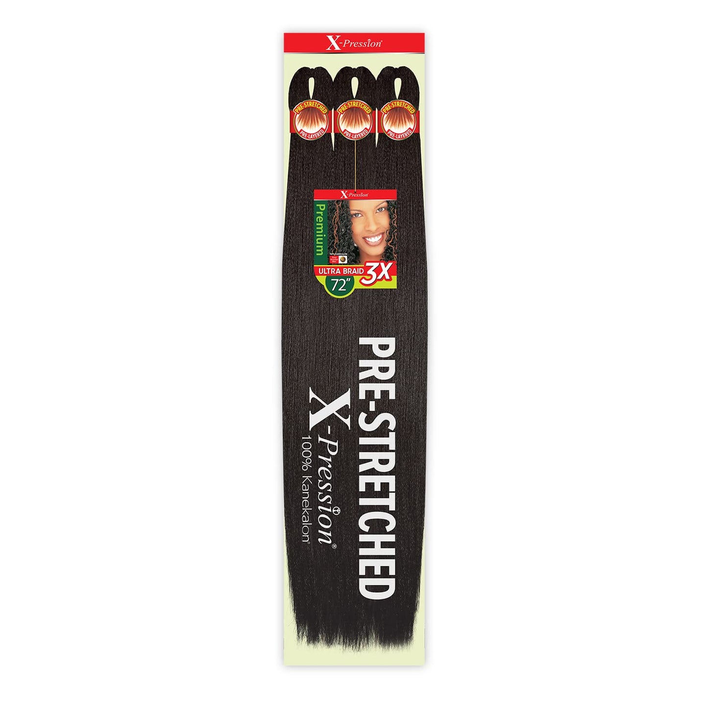 Outre Braids X-Pression Kanekalon 3X Pre Stretched Ultra Braid 72 (1-pack, 2T1B/613)
