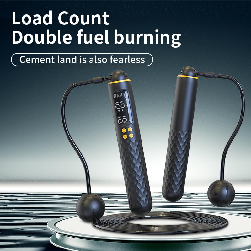 Jump Rope, Adjustable & Weighted Handles Jumping Rope with Calorie Counter, Ideal for Home Gym Fitness, Cardio Training - ...
