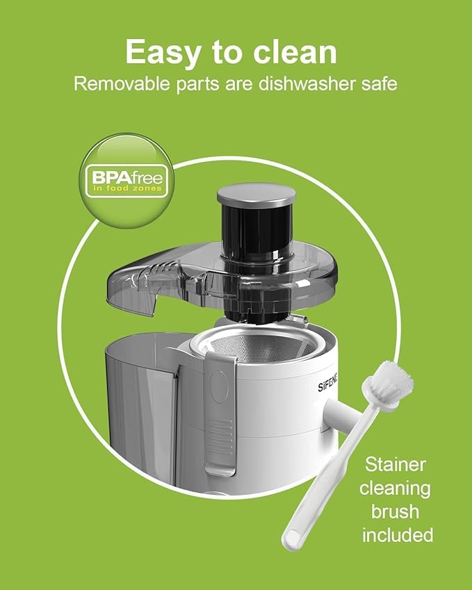 Compact Centrifugal Juicer with 3 Speed Controls, Wide Feed Chute, High Juice Yield, Easy-Clean Design, BPA-Free – White