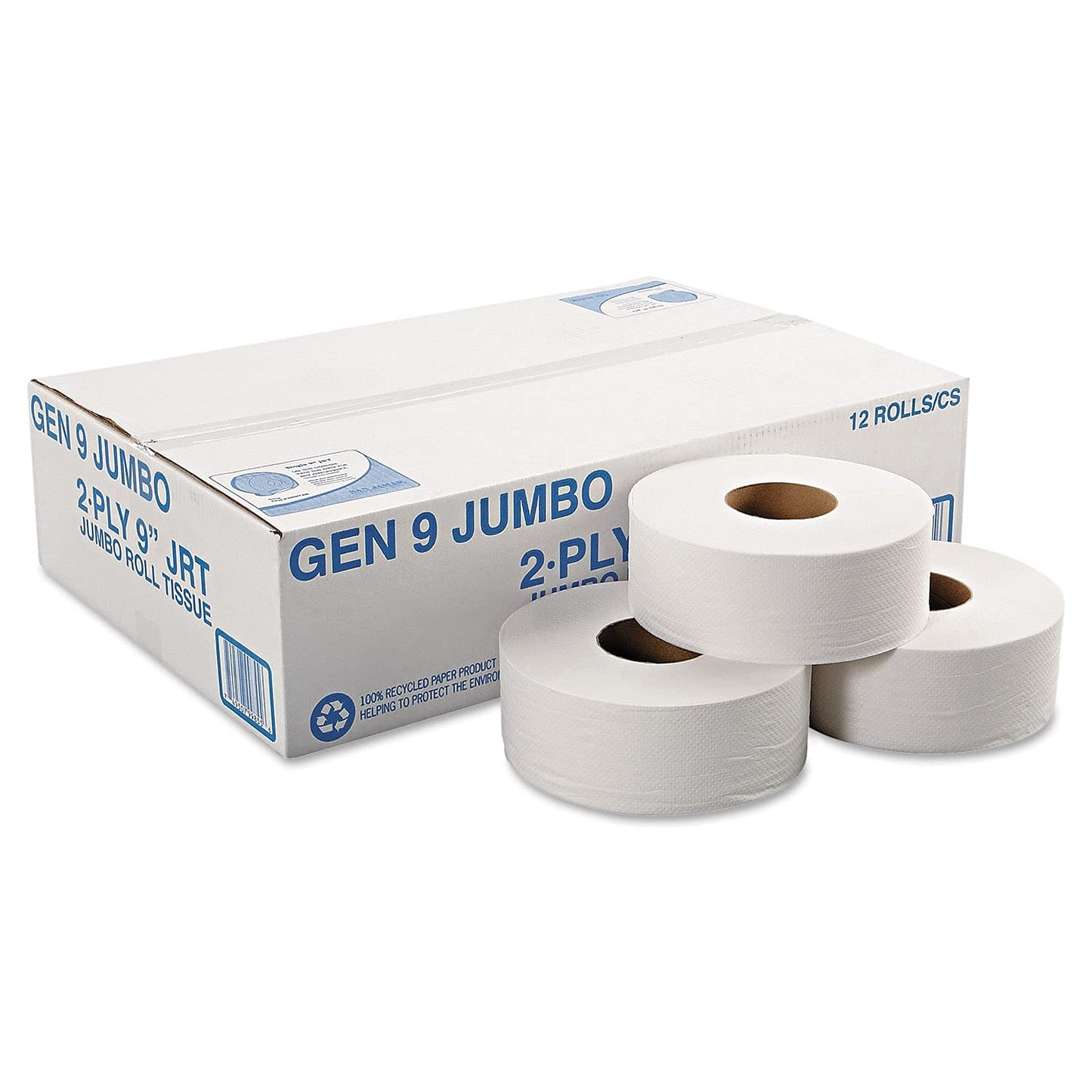 General Supply 9JUMBO Jumbo Roll Bath Tissue, 2-Ply, 9", White (Case of 12)