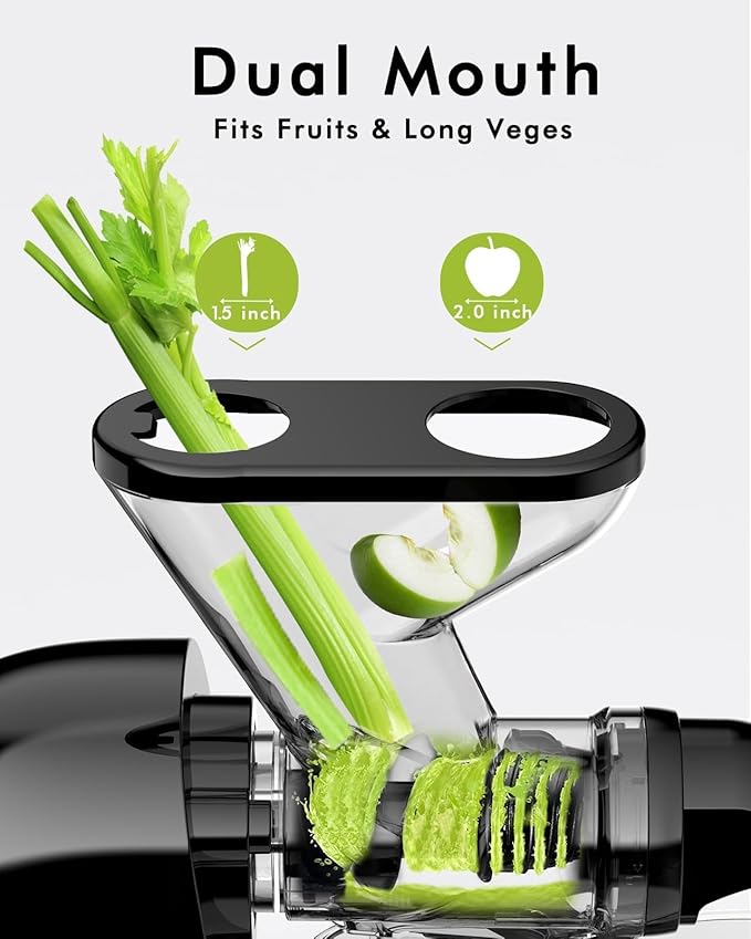 SIFENE Compact Single Auger Slow Masticating Juicer Machine, 280ml Cold Press Juice Extractor for Celery, Carrot, Ginger, Fruits & Leafy Greens, Easy to Clean, Dual Feed Chute, BPA-Free, Quiet Operati