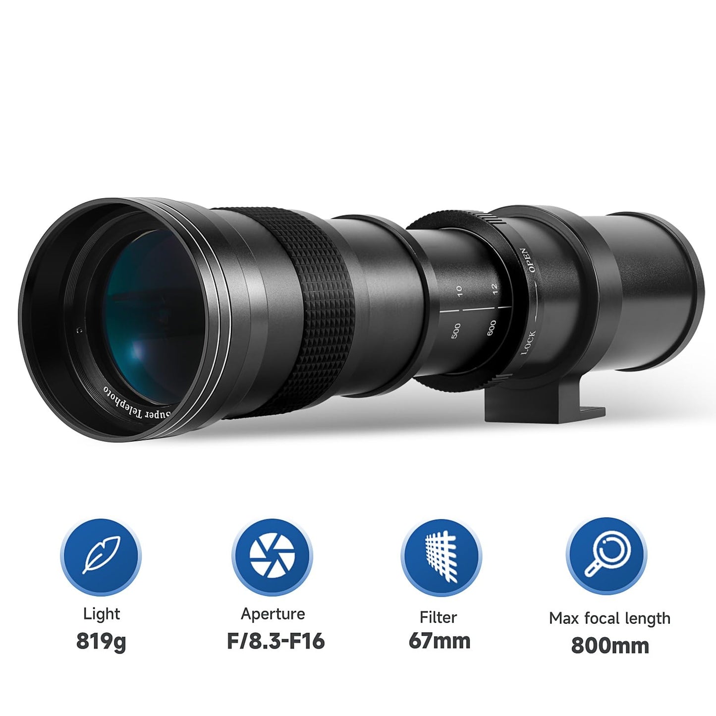 Telephoto Lens For Canon Rf Lens Mount Jintu 420-800Mm Manual Focus Mf Zoom Lens For Canon Eos R, Ra, Rp, R3, R5, R7, R8, R10, R