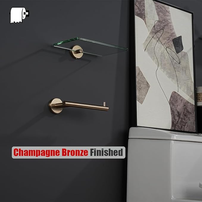 JQK Champagne Bronze Toilet Paper Holder, 5 Inch Tissue Paper Dispenser for Bathroom, 304 Stainless Steel Thick 0.8mm Wall Mount, TPH100-CB