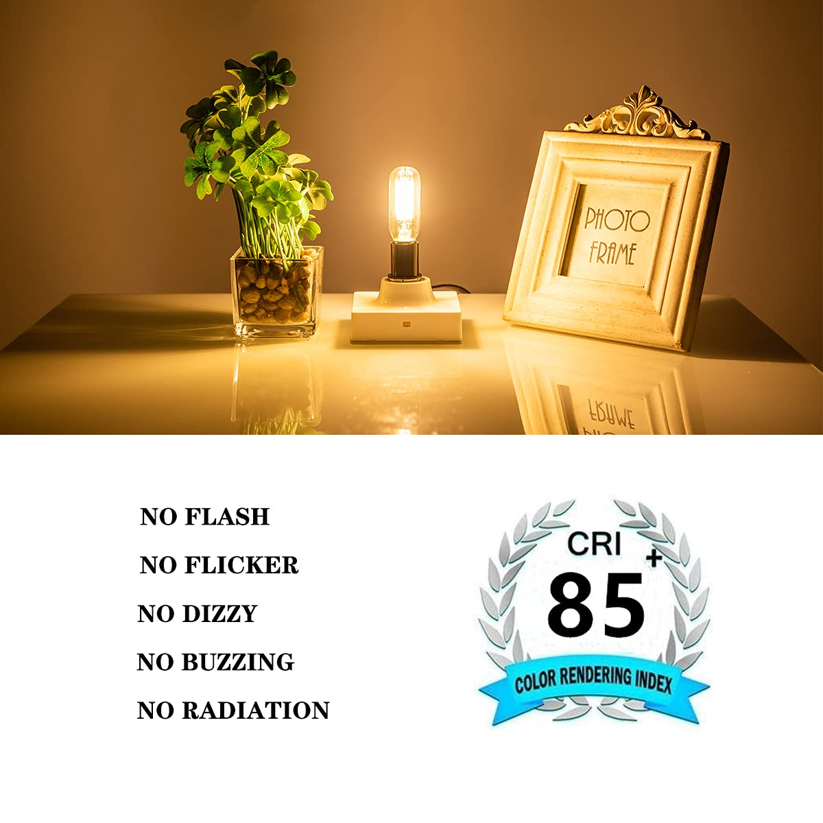 Shuwdkar E14 Led Bulb 4W Warm White 2700K Clear Vintage Candelabra Bulbs, 6 Pack, Glass