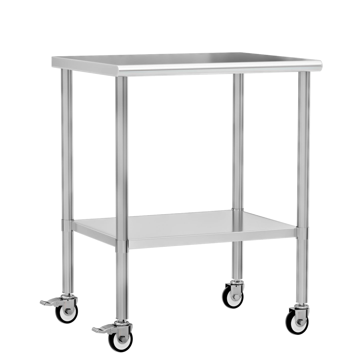 Chingoo Stainless Steel Work Table with Wheels, 24x30 Inch NSF Kitchen Prep Table with Adjustable Undershelf for Commercial Restaurant, Garage, Outdoor BBQ