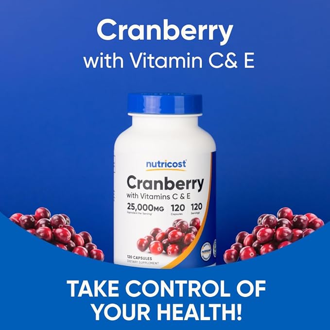 Nutricost Cranberry Extract (25,000mg) (120 Capsules) with Vitamin C & Vitamin E