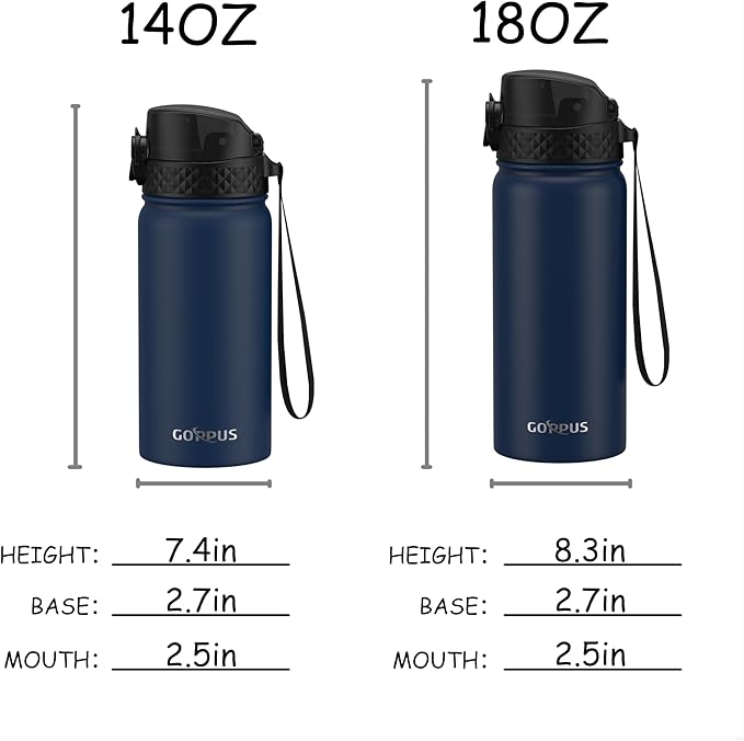 GOPPUS Kids Water Bottle (Straw Lid) - 14 Oz Stainless Steel Travel Bottle, Double Wall Vacuum Leak Proof Kids Cup for School Boys Girls,Iron Shark