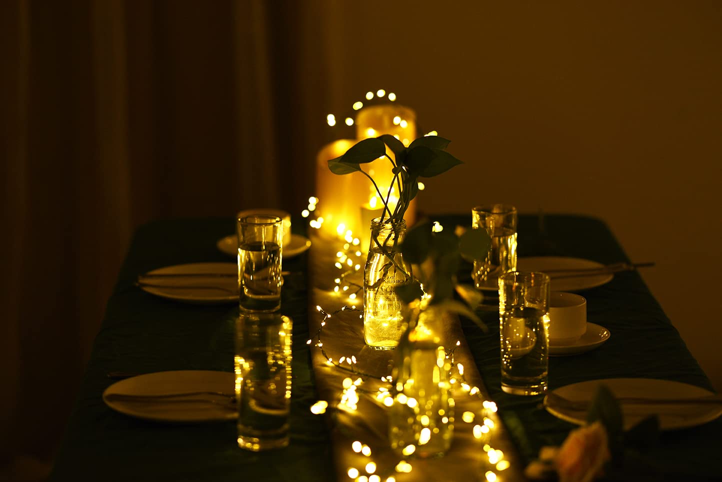 Dailyart 6Ft 120 Led Green Copper Wire Fairy Lights - Waterproof Battery Operated String Lights For Garden, Wedding, Party, Xmas