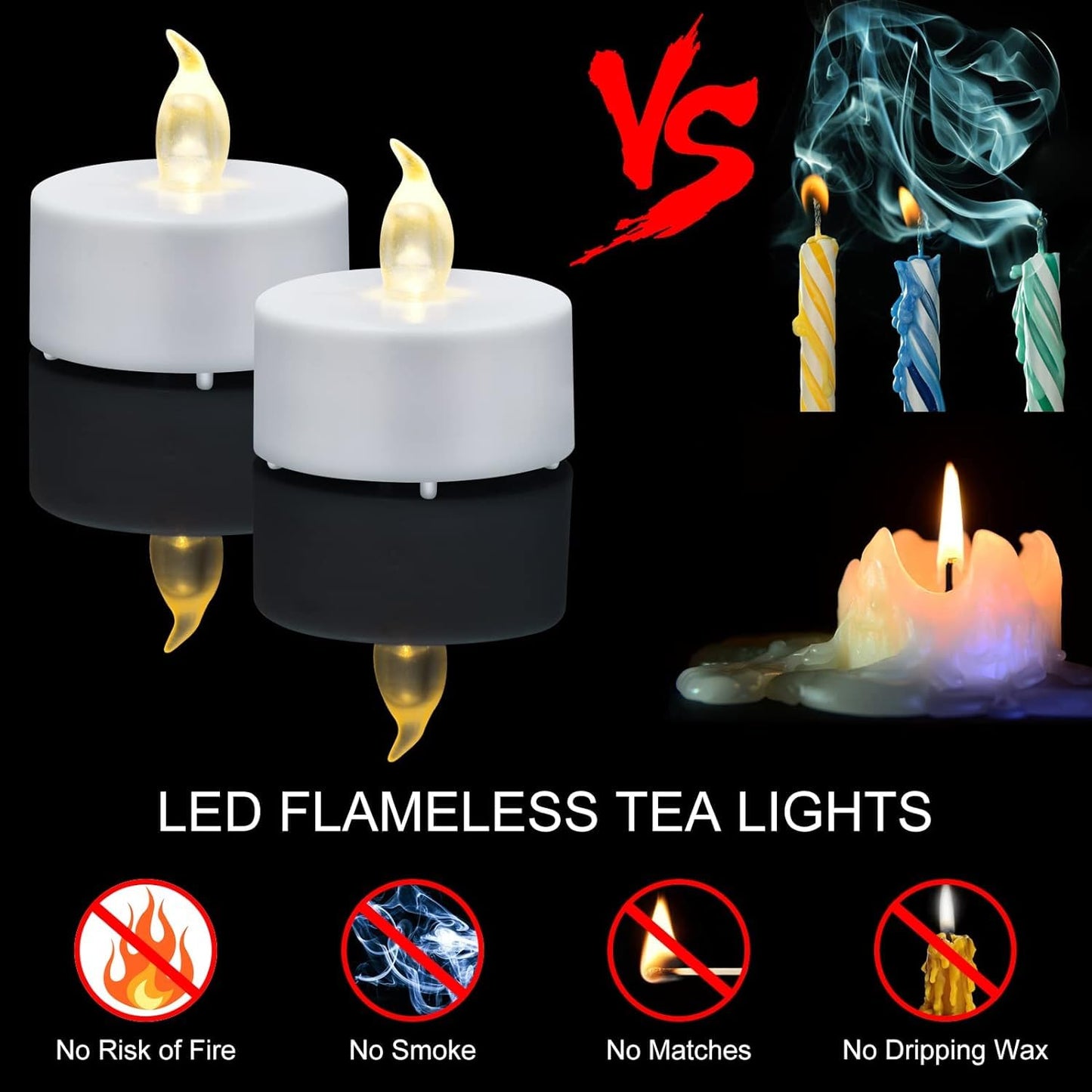 Nancia Tea Lights, 150PACK Flameless LED Tea Lights Candles, Flickering Warm White, 200 Hours Battery-Powered Tea Light, Ideal Party, Wedding, Birthday, Gifts Home Decoration