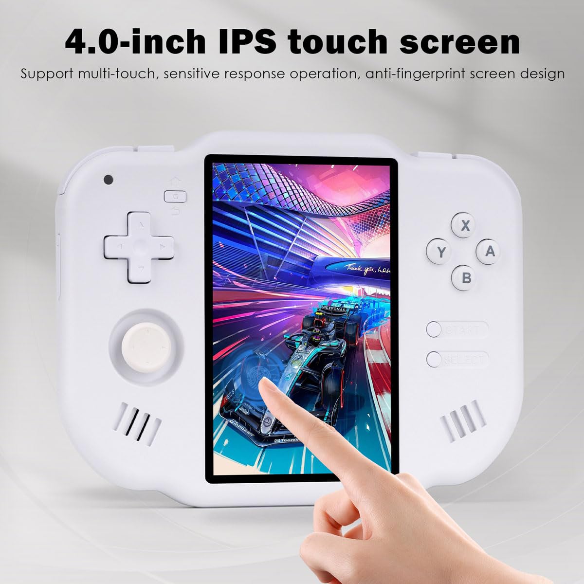 MagicX Zero 40 Handheld Game Console, 4.0 Inch IPS Screen Retro Video Games Consoles with 4300mAh Long Battery Life & 64GB TF Card Preloaded Games, WiFi Wireless Connection Classic System (White)